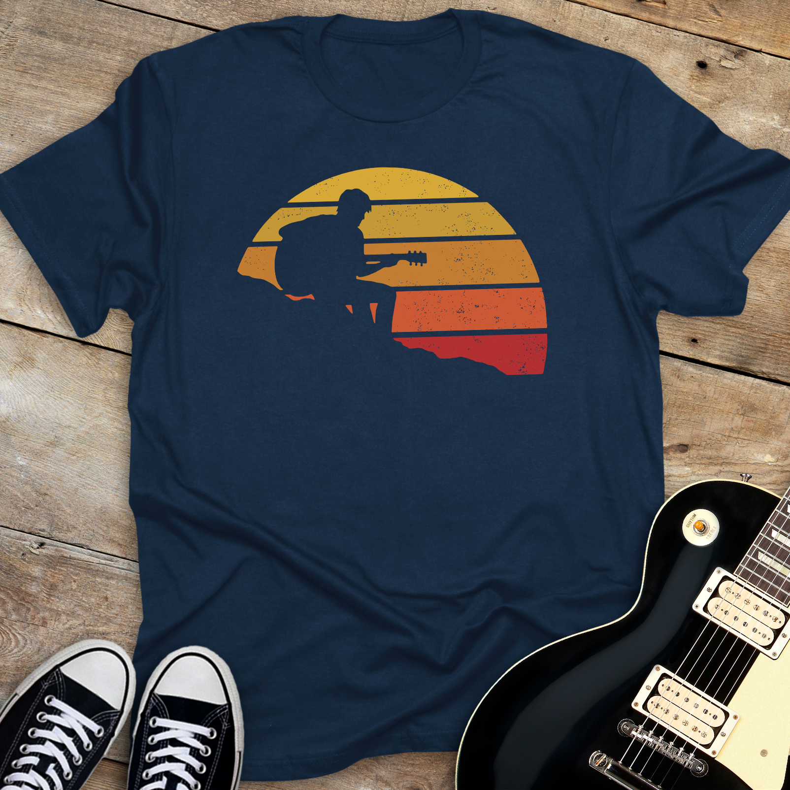 Guitarist Retro Sunset T-Shirt